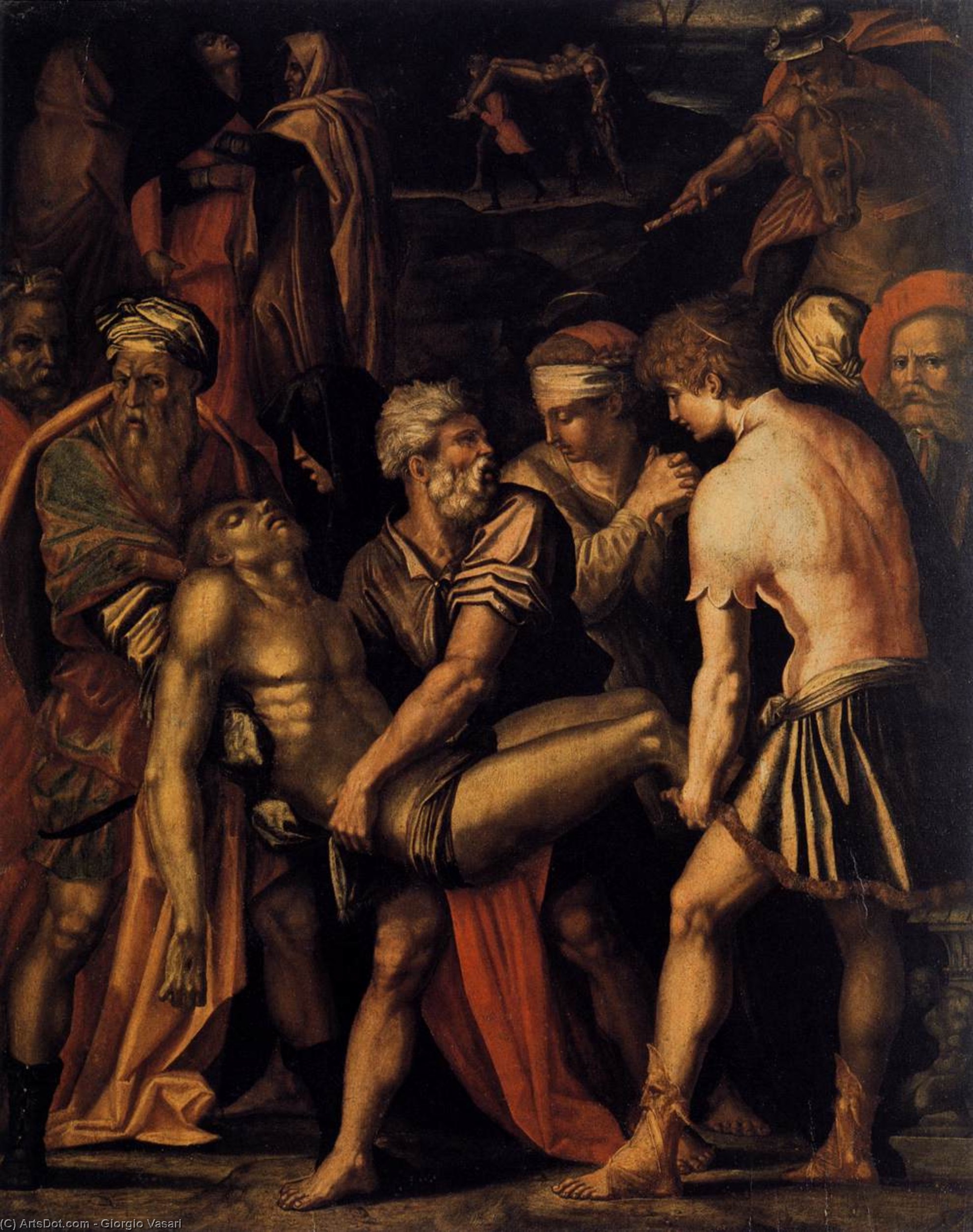 Entombment by Giorgio Vasari, oil on linen painted by hand