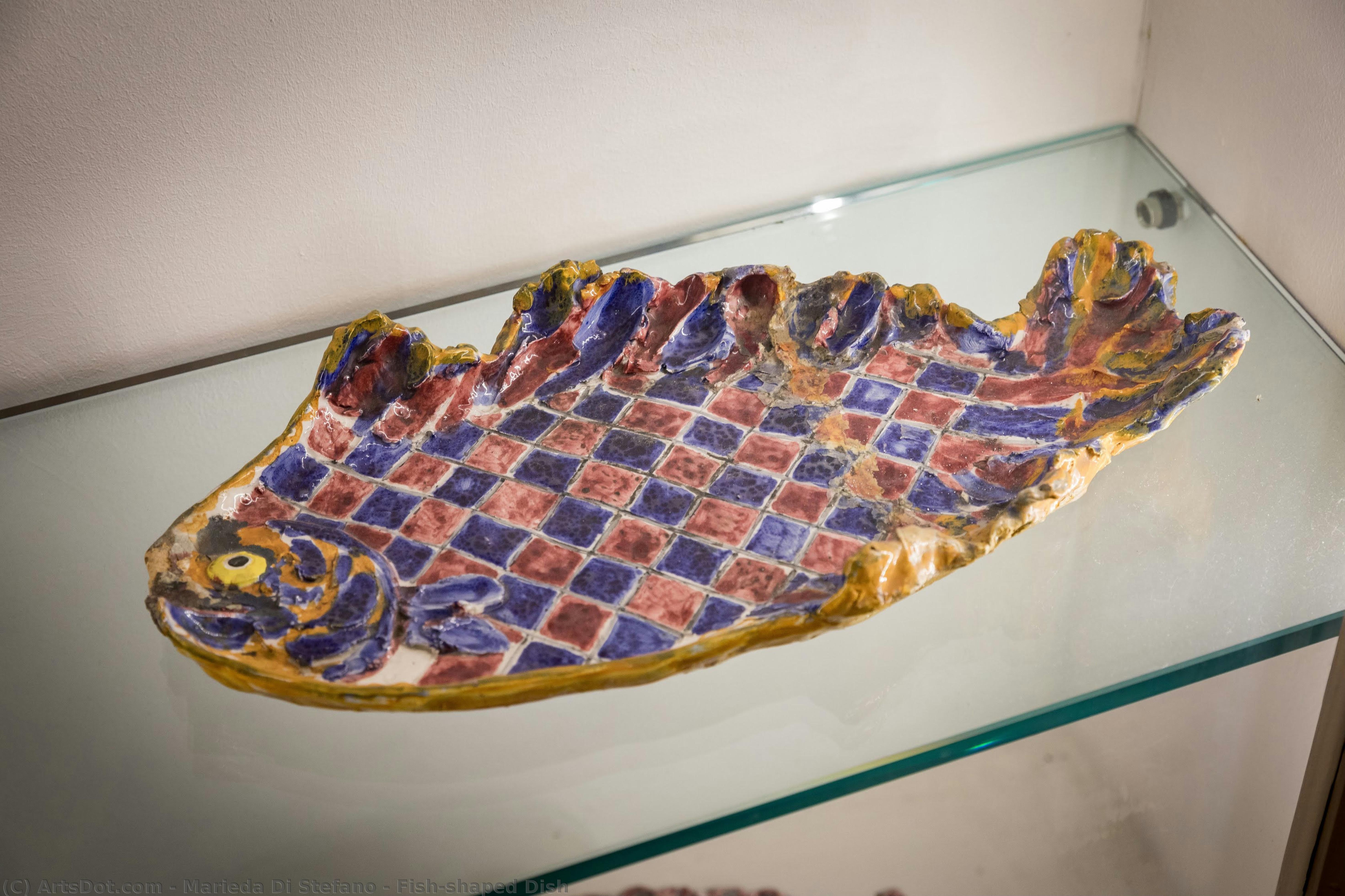 Fish-shaped Dish by Marieda Di Stefano, oil on linen painted by hand