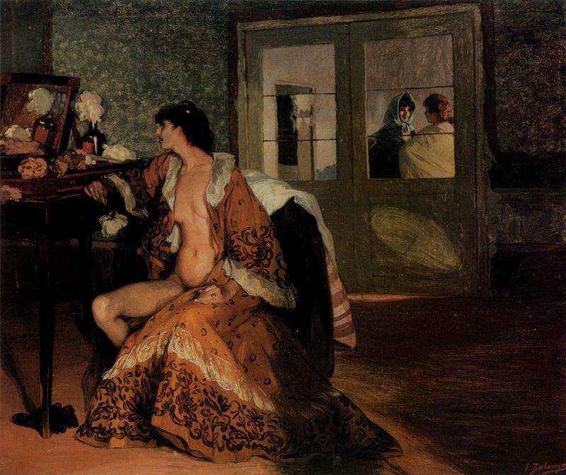 Celestina by Ignacio Zuloaga, oil on linen painted by hand