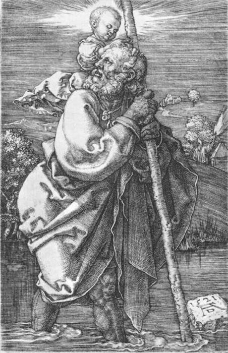 St Christopher Vorwärtsblickend — Albrecht Dürer
