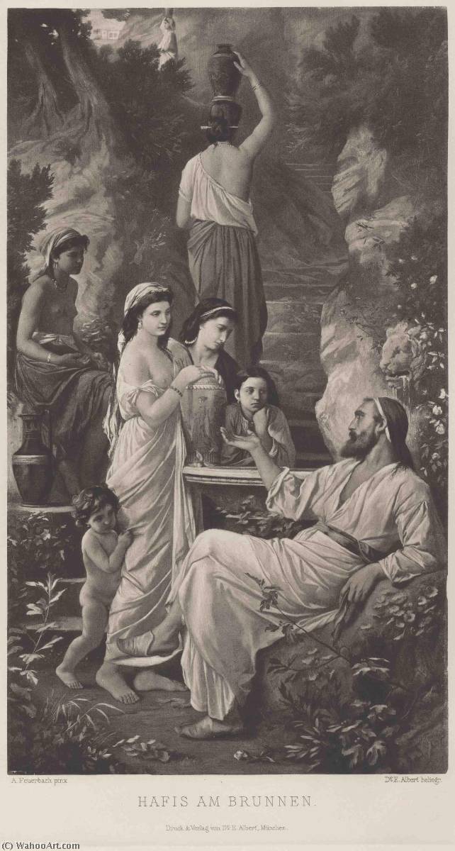 Hafis am Brunnen af Anselm Feuerbach, olie på lærred malet i hånden