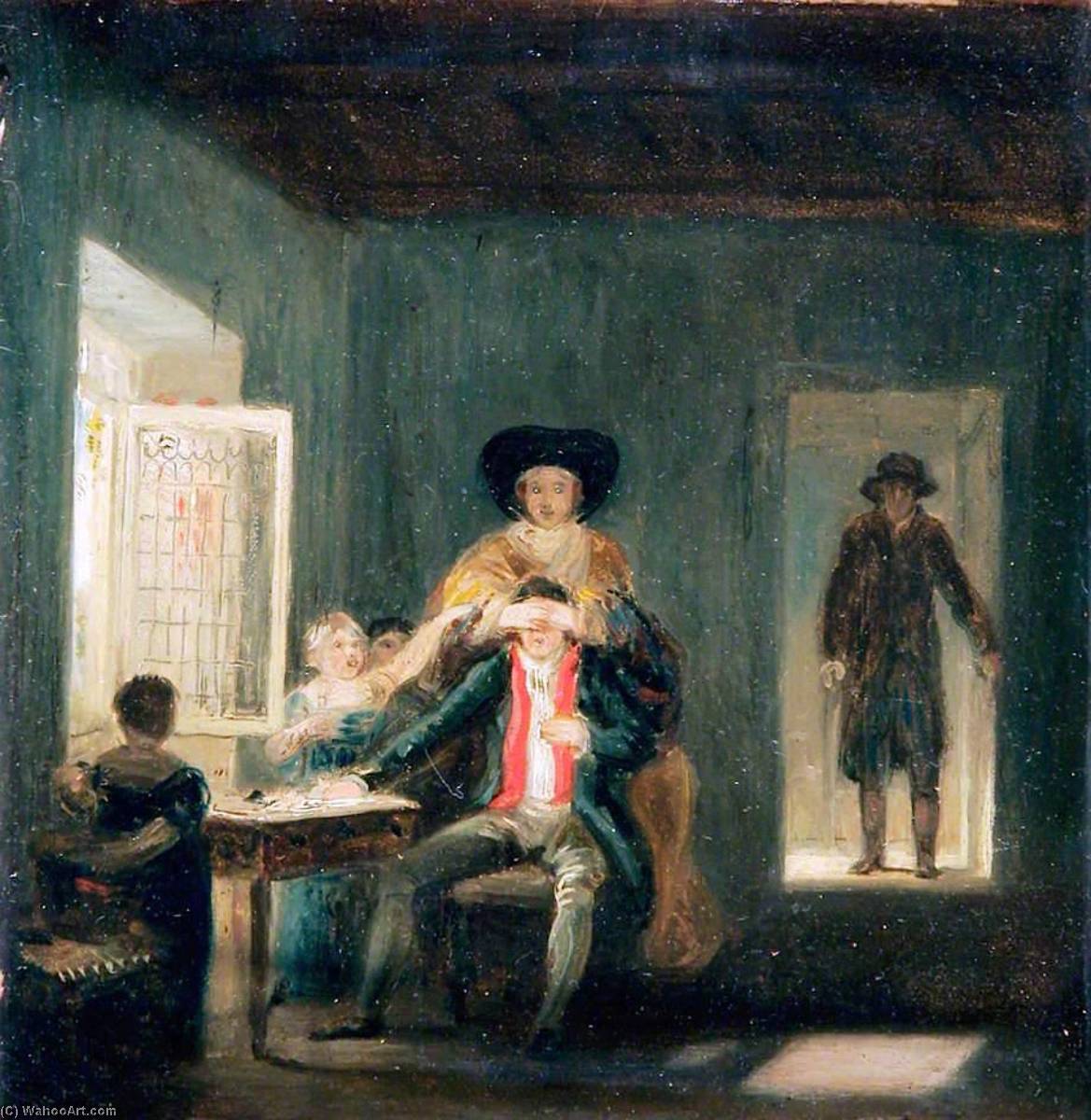 Interior With Couple And Children Playing — Joseph Clover