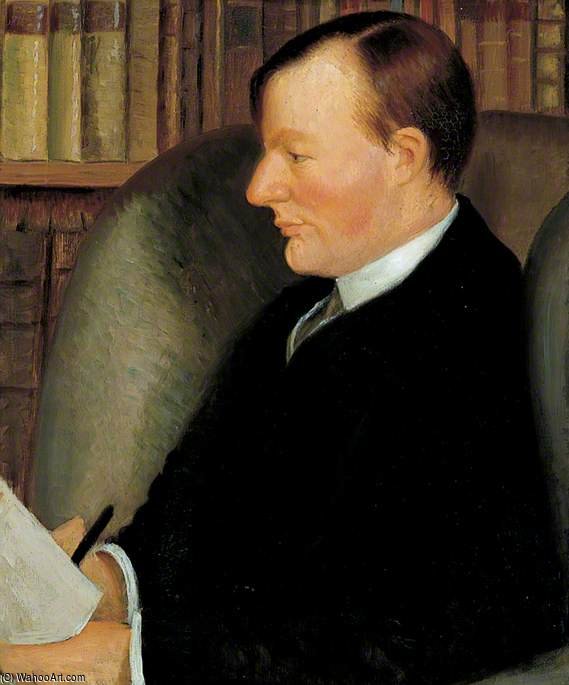 Thomas Edmund Harvey by Mark Gertler, oil on linen painted by hand