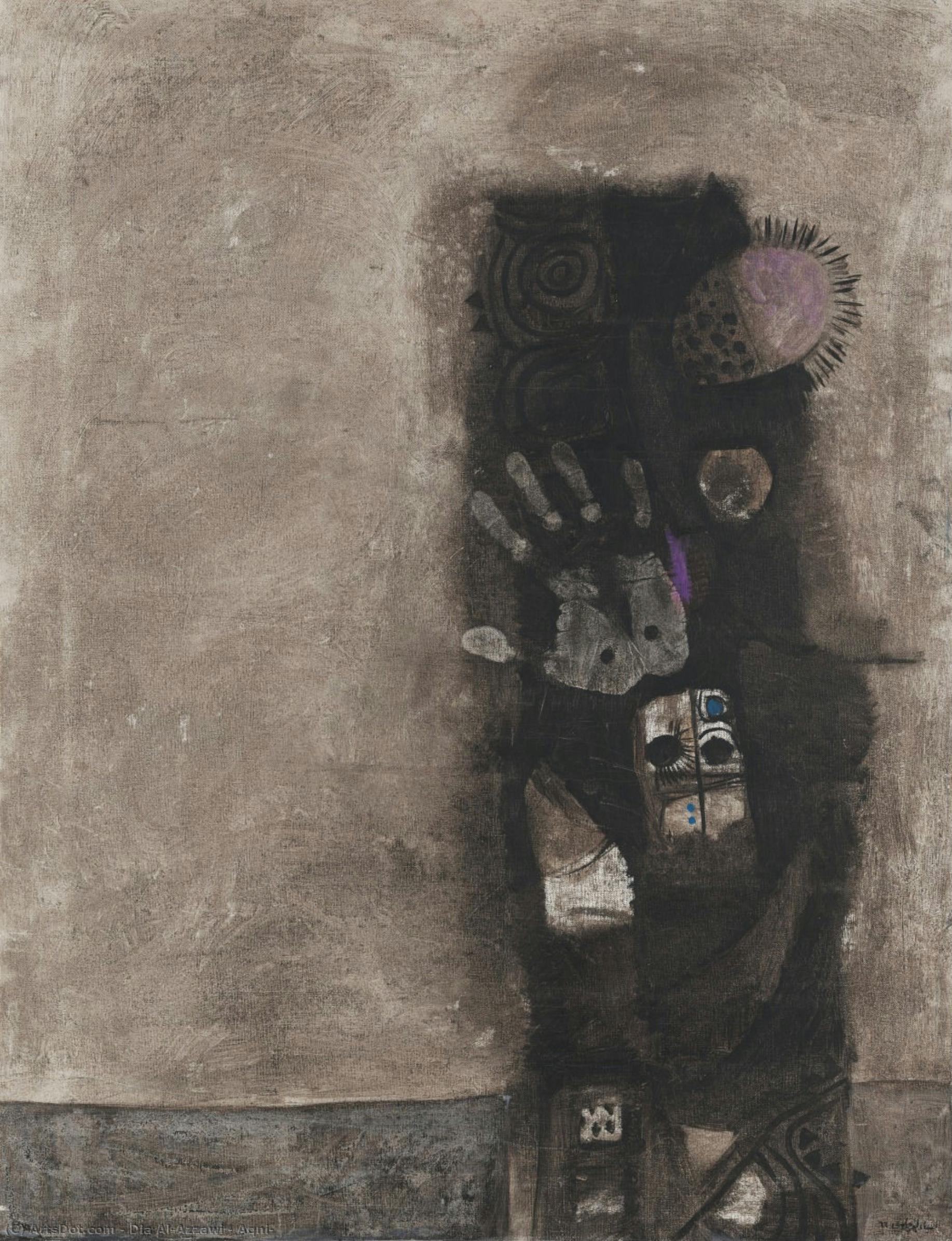 Aqni by Dia al-Azzawi, oil on linen painted by hand