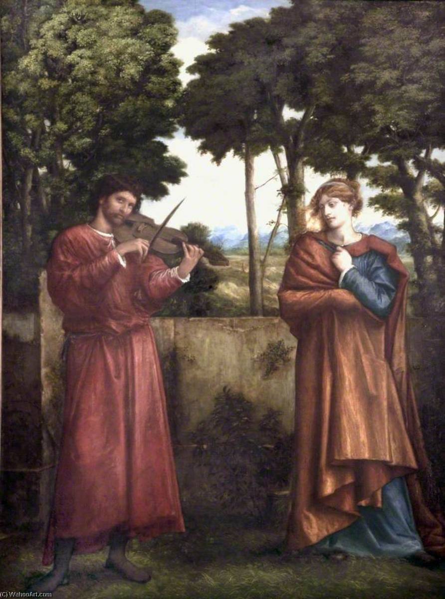 The Violin Player by Charles Fairfax Murray, oil on linen painted by hand