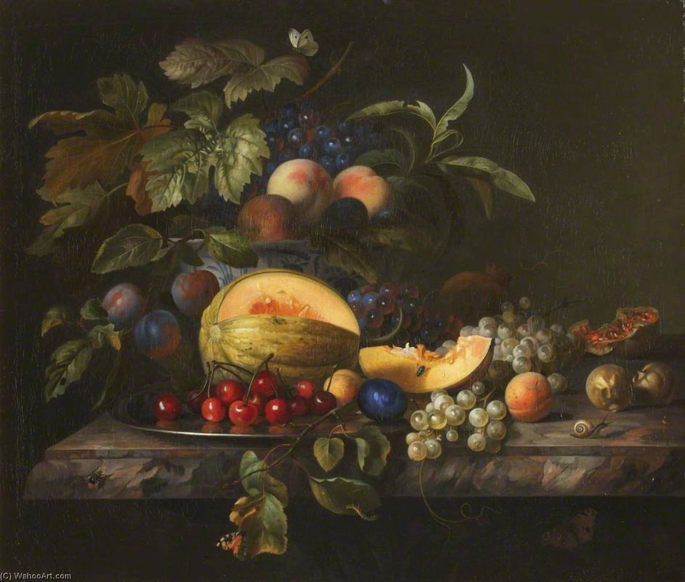 A Melon, Cherries, Grapes, And Other Fruit — Jakab Bogdány