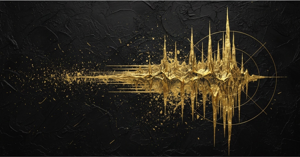 Goldener Kinetischer Bruch: Eine Monumentale Explosion Vergoldeten Lichts Vor Obsidianfarbener Leere — David Moreau