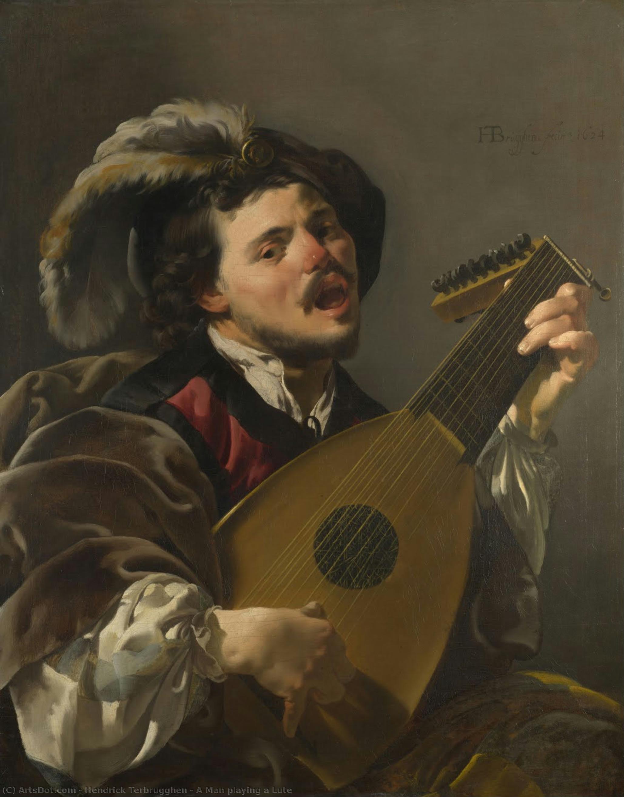 A Man Playing A Lute — Hendrik Terbruggen