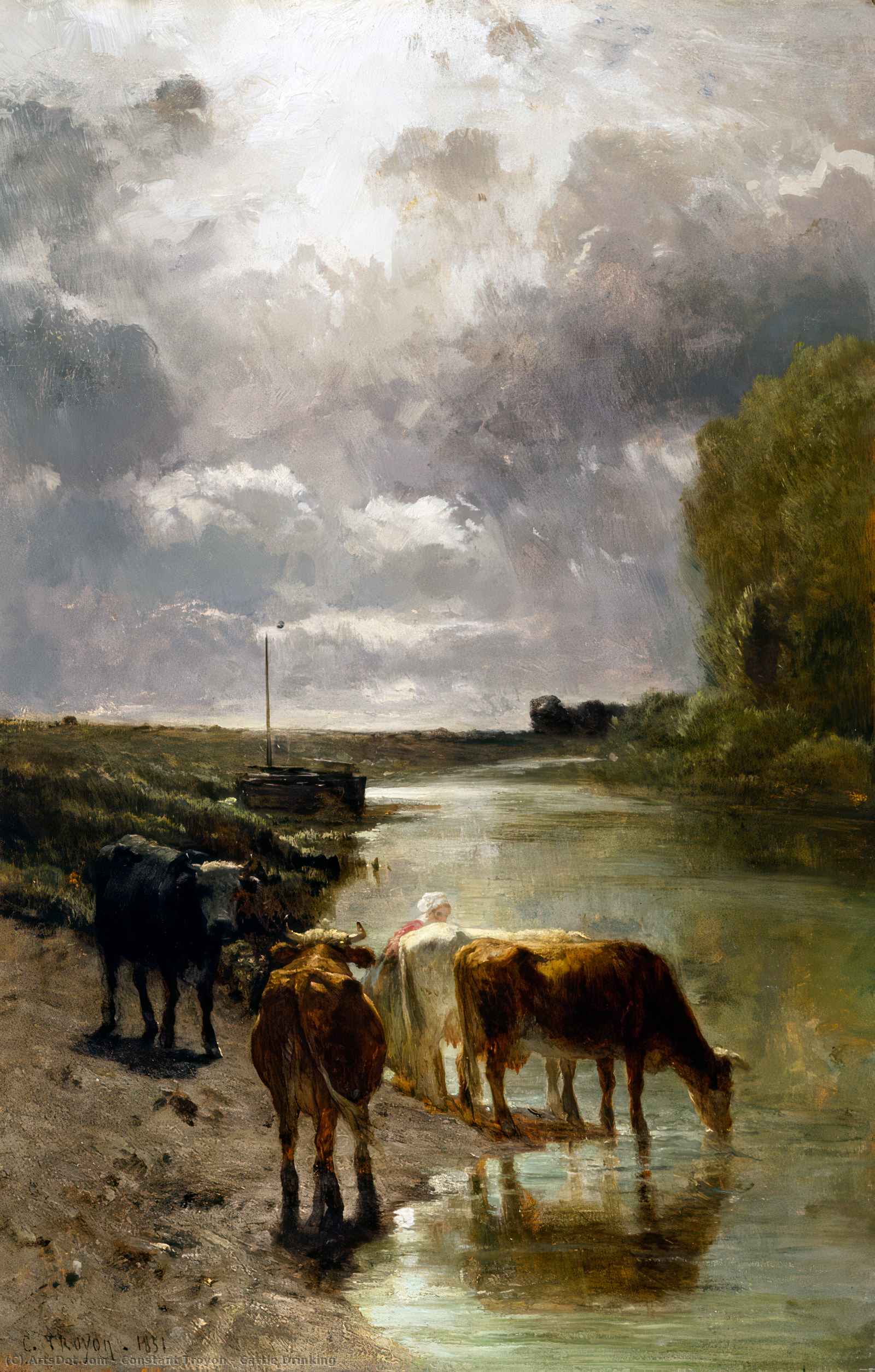Cattle Drinking — Constant Troyon