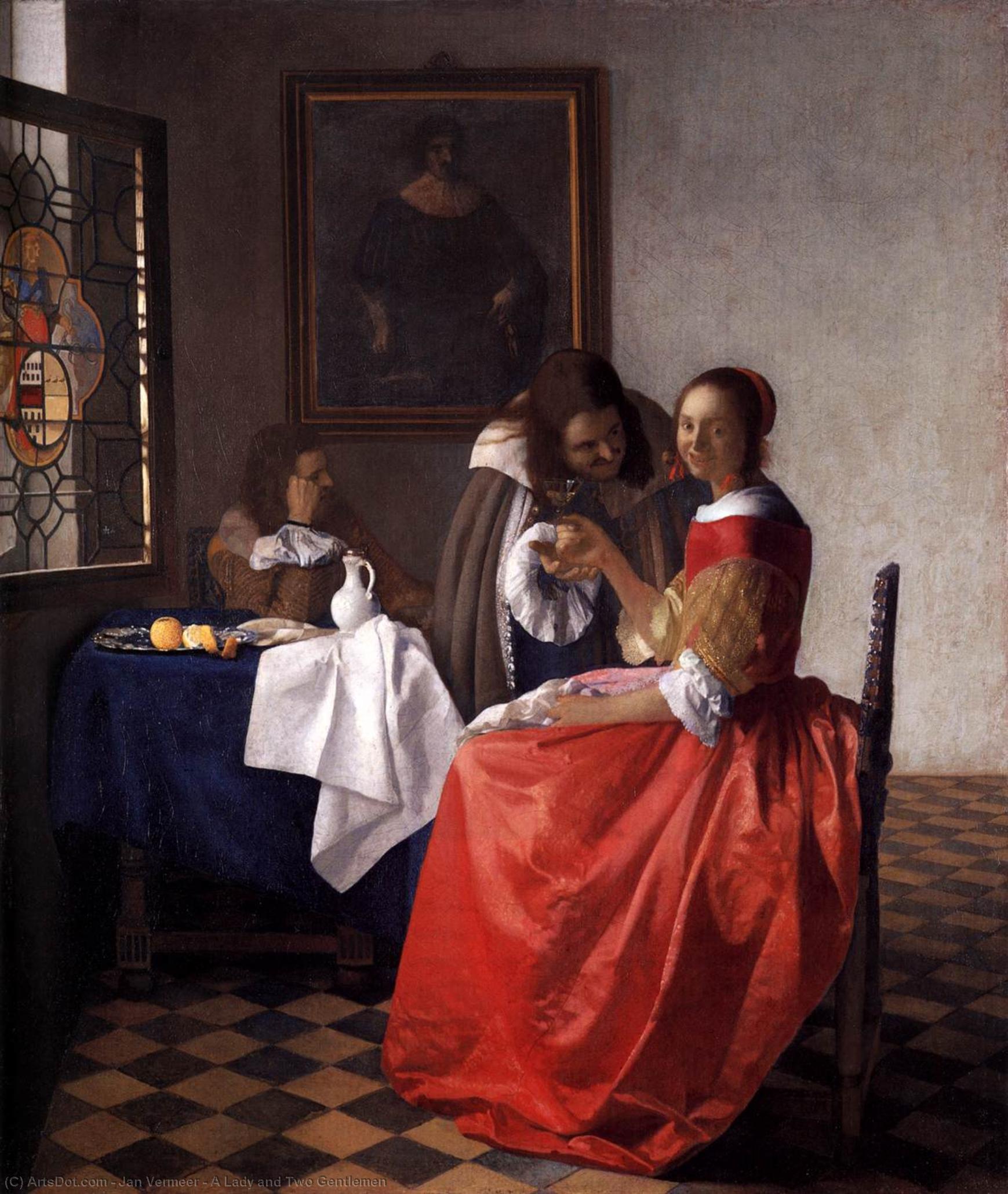 A Lady And Two Gentlemen — Johannes Vermeer