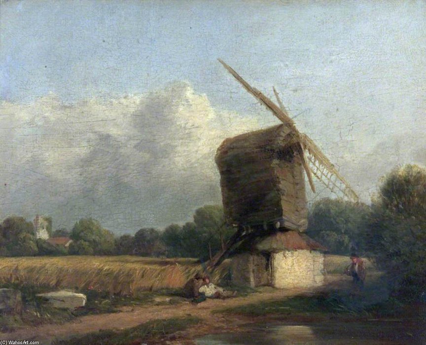 Cornfield With A Windmill — Peter De Wint