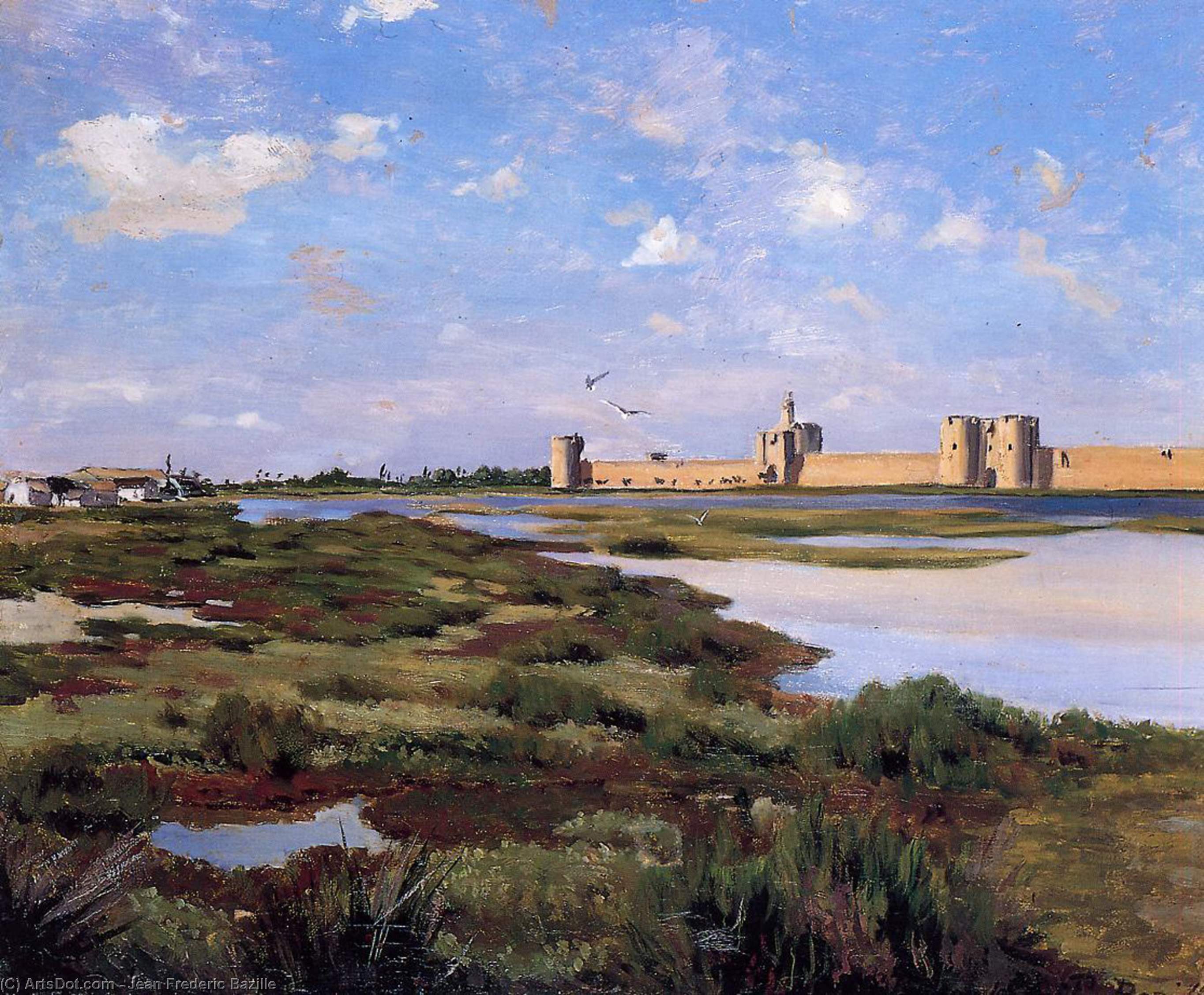 Aigues-Mortes by Frédéric Bazille, oil on linen painted by hand
