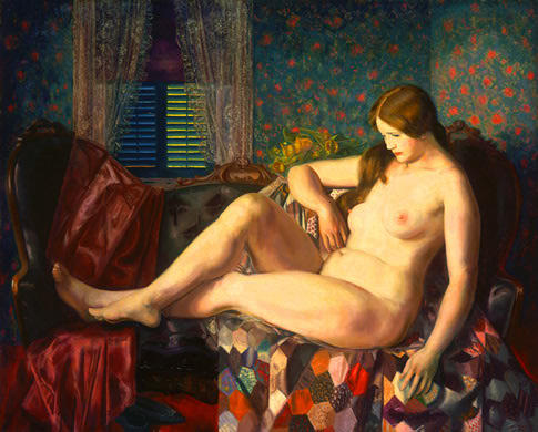 Nude With Hexagonal Quilt — George Wesley Bellows