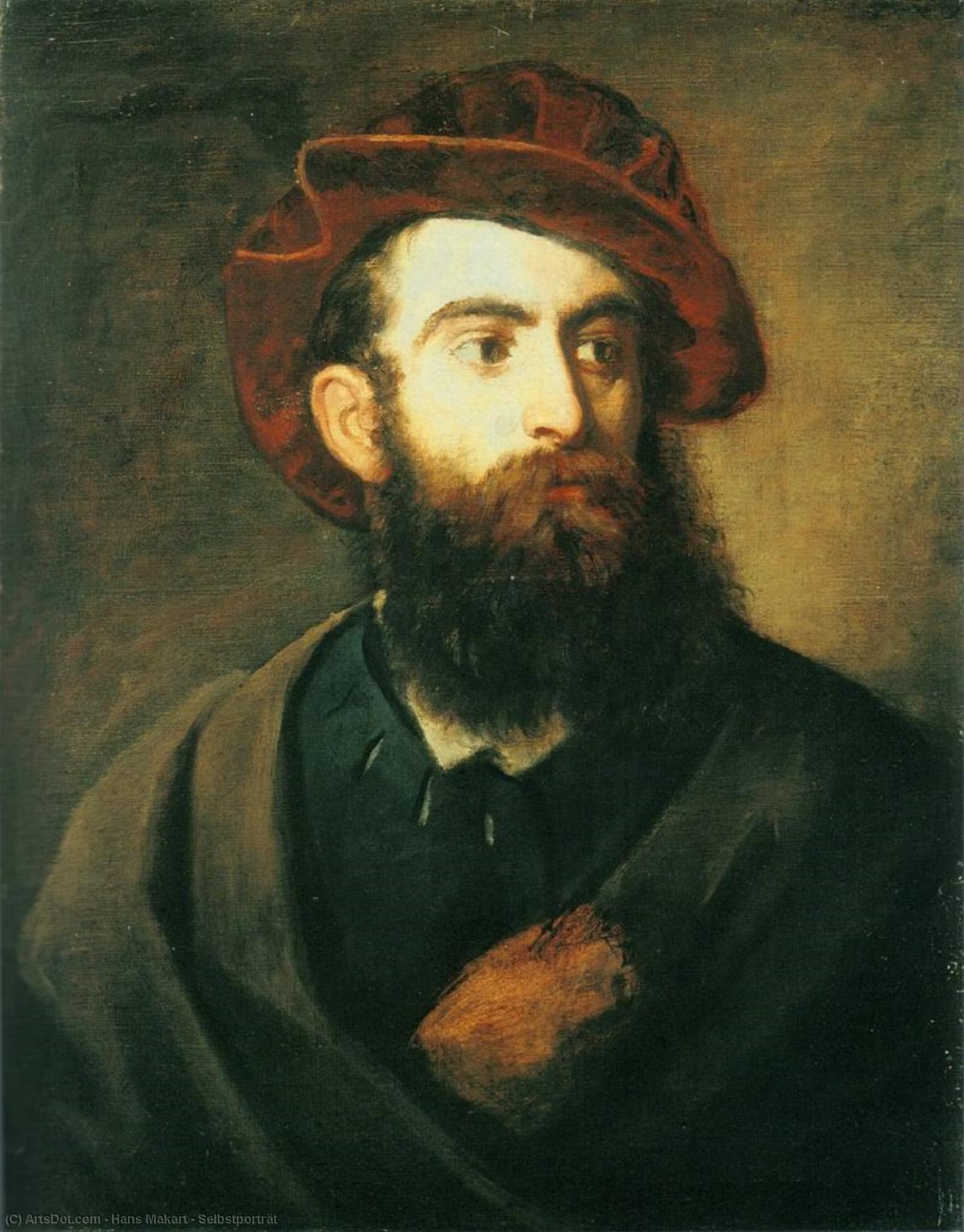 Selbstporträt by Hans Makart, oil on linen painted by hand