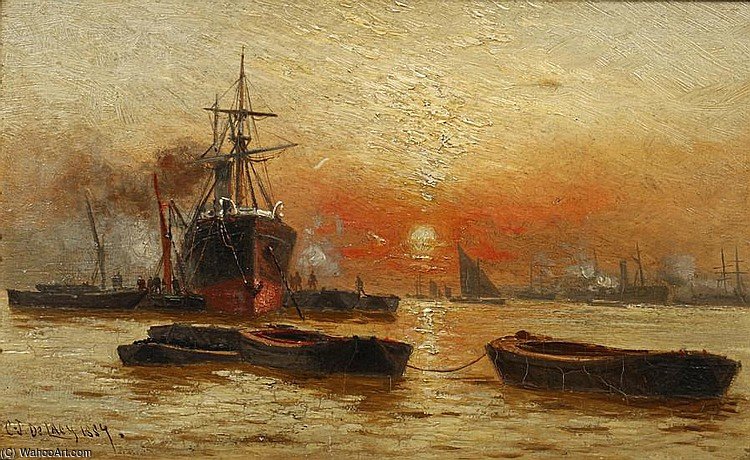 Sunset, River Thames — Charles John De Lacy