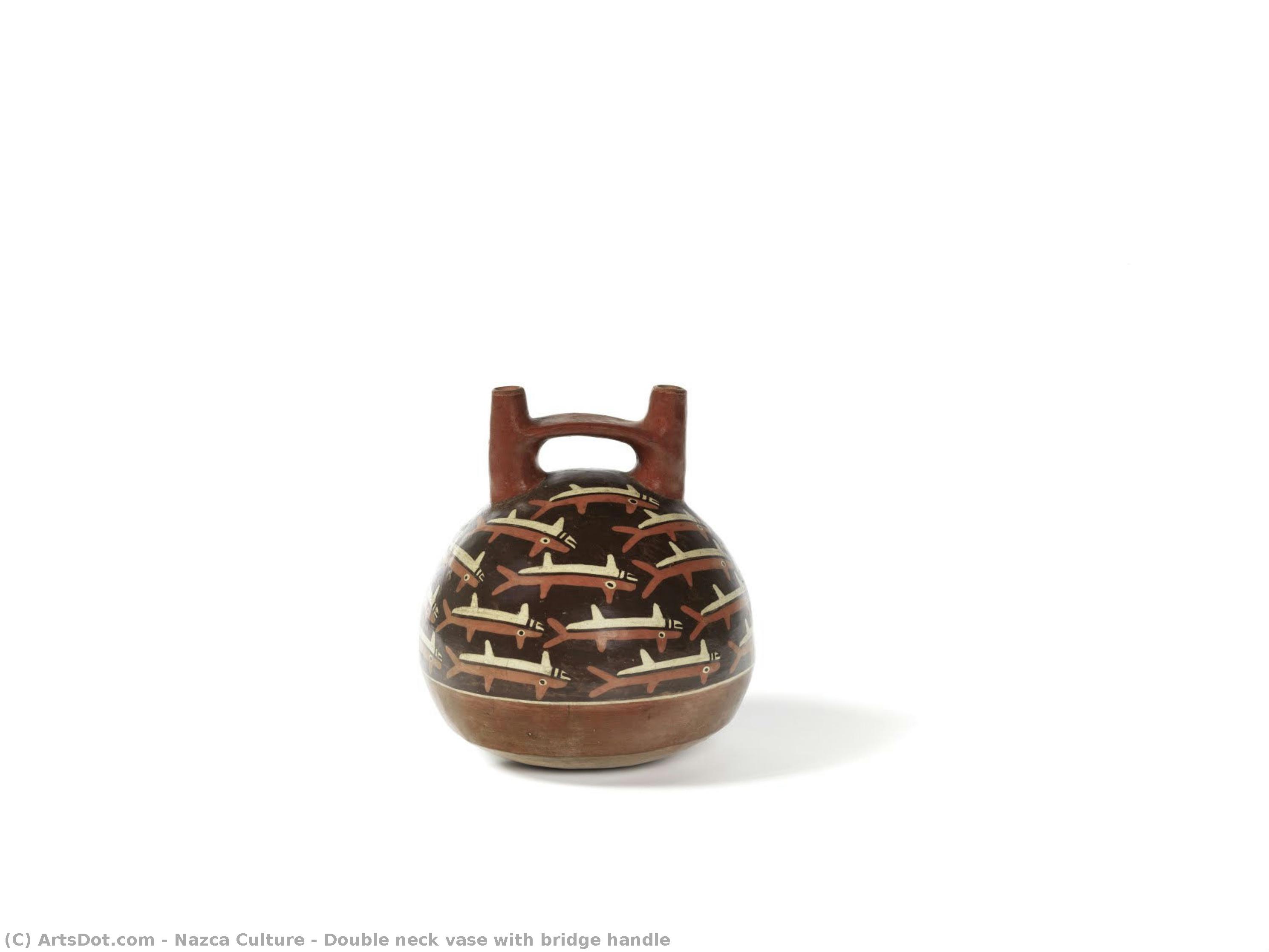 Double Neck Vase With Bridge Handle — Culture Nazca