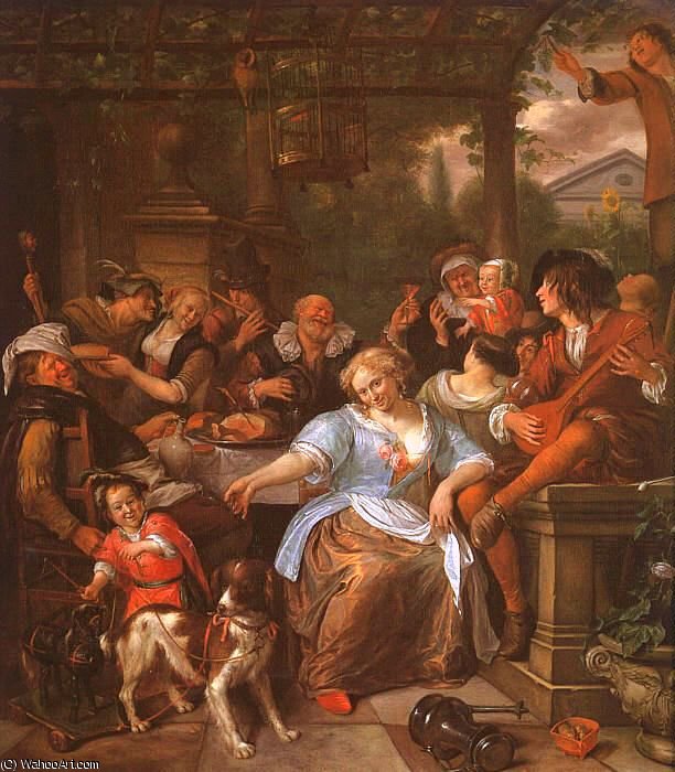 Compagnia Allegra Su Una Terrazza – Olio Su Tela — Jan Havickszoon Steen