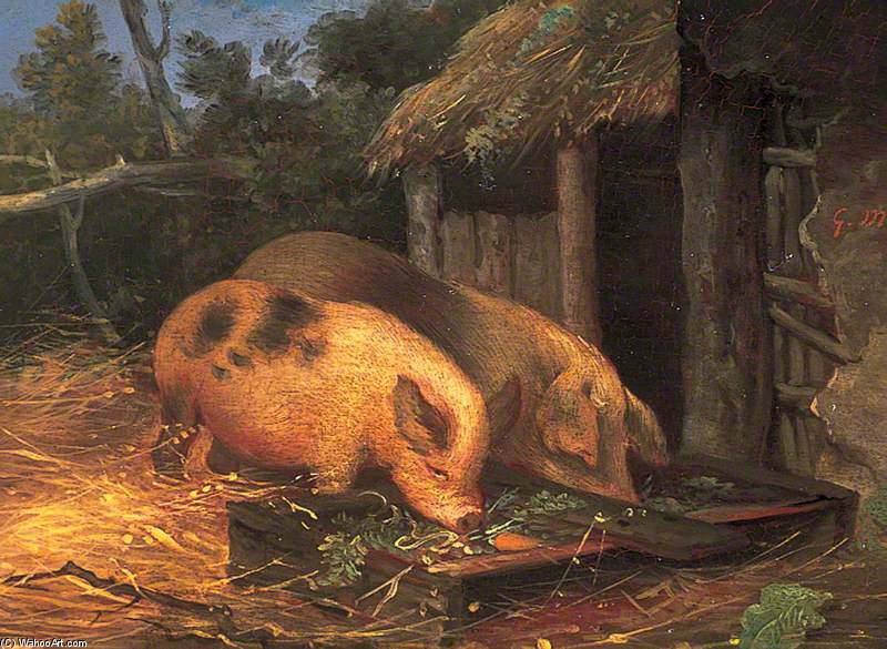 Pigs At A Trough — George Morland