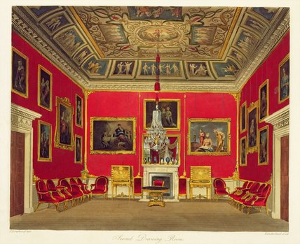 The Second Drawing Room, Buckingham House by James Stephanoff, oil on linen painted by hand