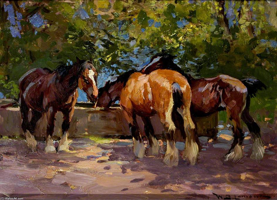 Horses At Water Trough — William Bradley Lamond