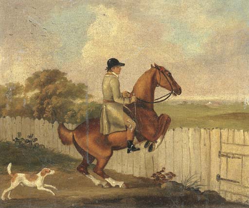 Taking The Fence de John Nost Sartorius, óleo sobre linho pintado à mão