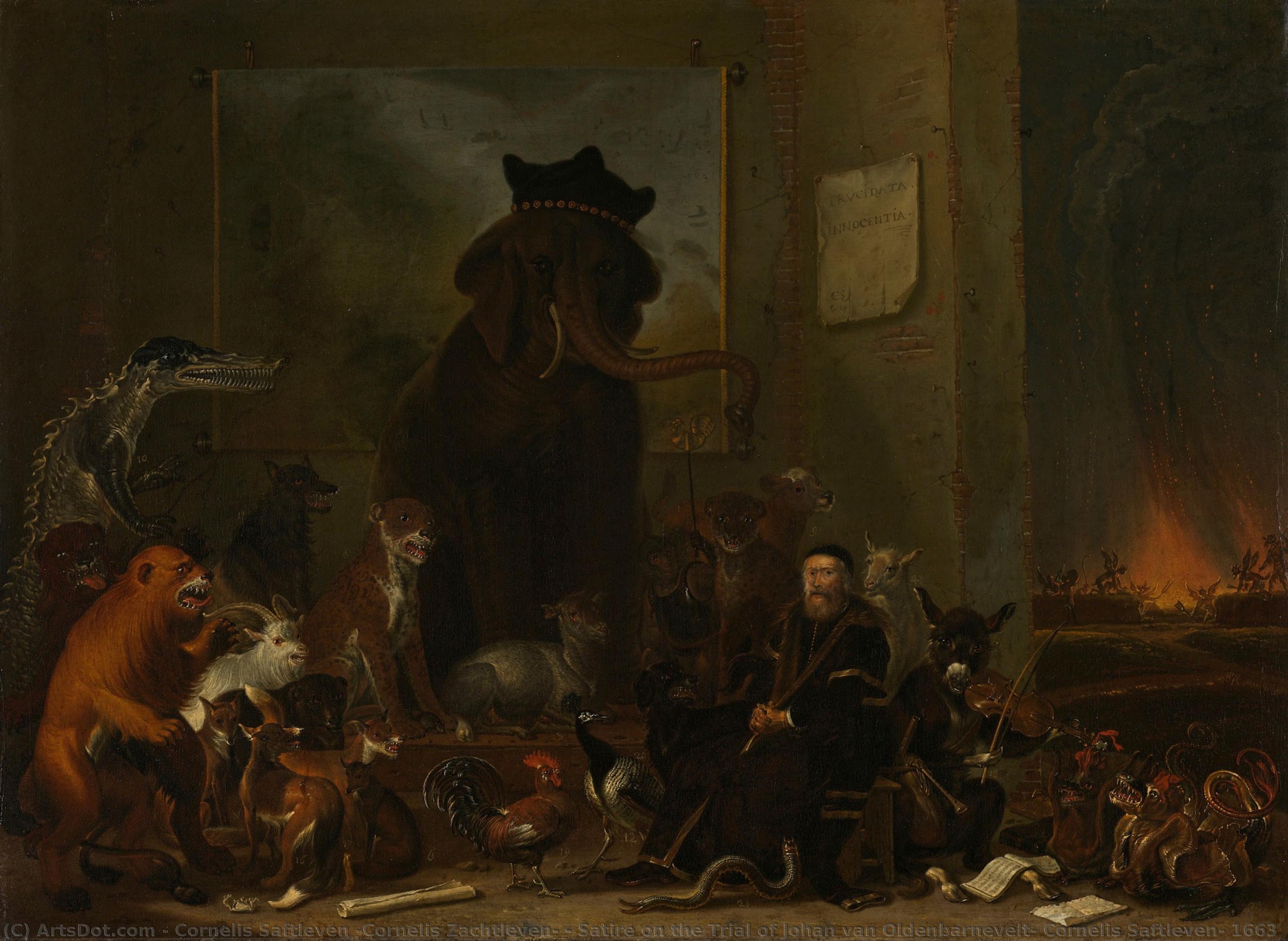 Satire On The Trial Of Johan Van Oldenbarnevelt, Cornelis Saftleven, 1663 — Cornelis Saftleven (cornelis Zachtleven)