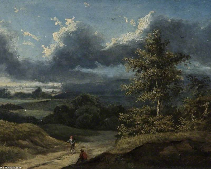 Landscape With A Lane And Figures — Edward Charles Williams