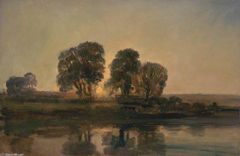 River Scene At Sunset — Peter De Wint