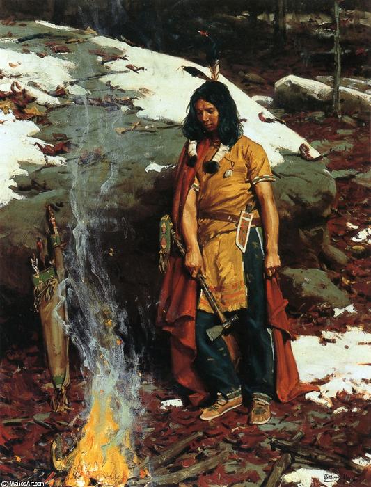 Indian By The Campfire — Gilbert Gaul