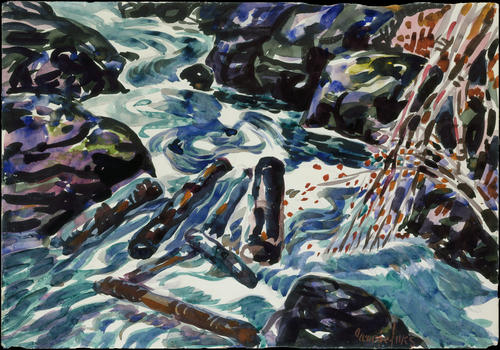 The Brook, Nova Scotia by George Benjamin Luks, oil on linen painted by hand