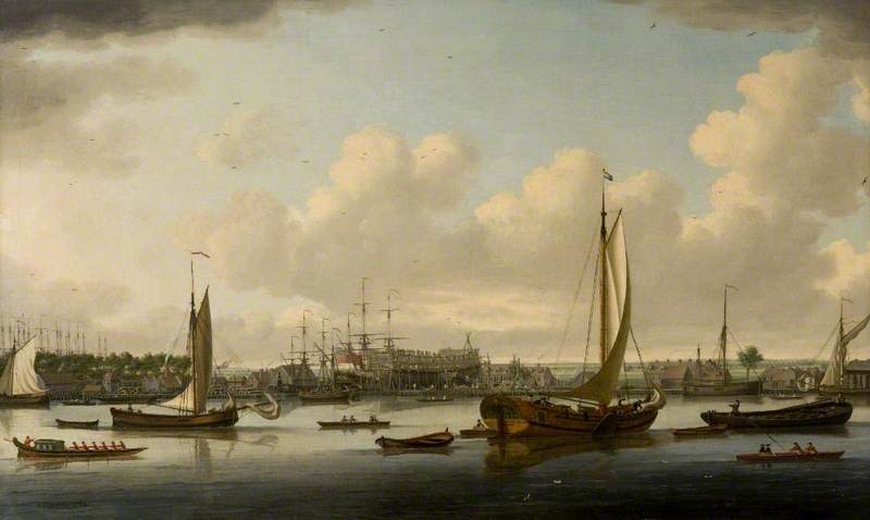 A Shipyard On The Thames — John Cleveley The Elder