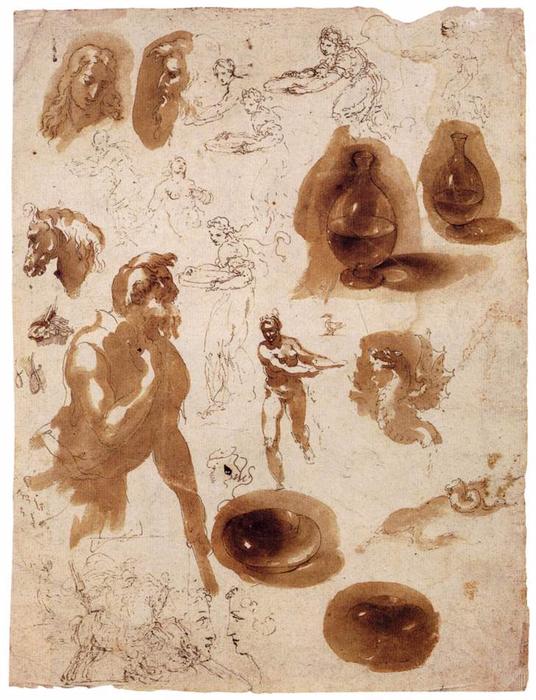 Sheet Of Studies — Giovanni Ambrogio Figino