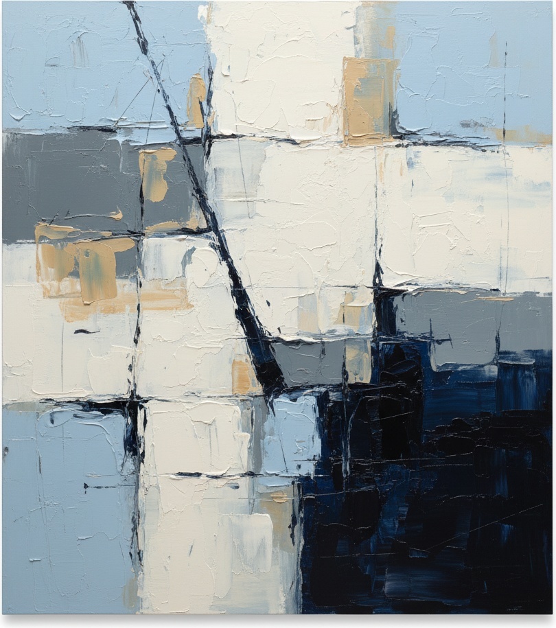 Fragmented Blue Monolith: A Singular Study In Architectural Silence And Midnight Shadows — Laurent Fabre
