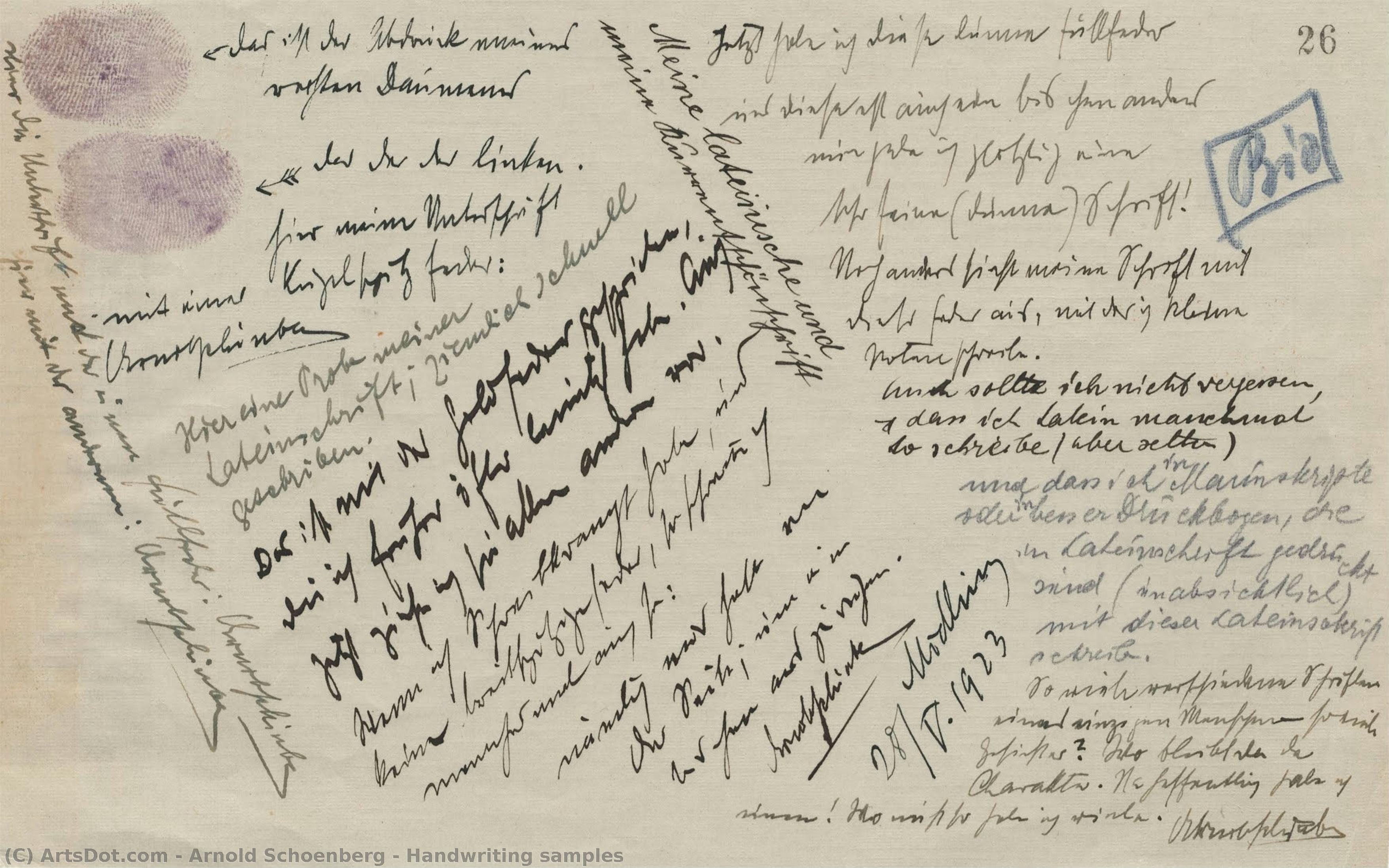 Handwriting Samples — Arnold Schoenberg