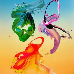 Celestial Kinetic Flow: An Amber And Cerulean Symphony Of Viscous Motion — Isabelle Dupuis