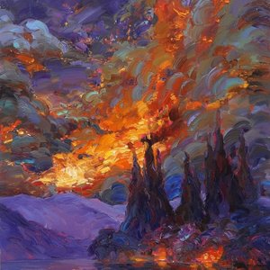 Eruption Of Celestial Light Amidst The Shadows Of Ancient Violet Spires — Caroline Pelletier, Aggressive Confrontational Pop