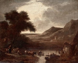 A Tarn with Peasants and Cattle