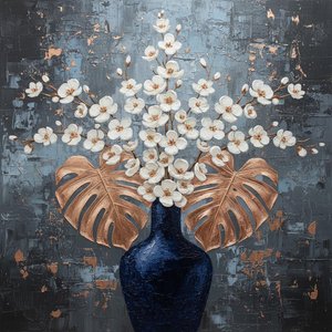 Monumental Radiance Of Sculptural White Petals Amidst Weathered Slate And Metallic Copper
