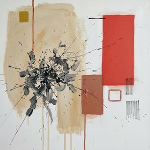 Ephemeral Geometry: A Dialogue Between Impasto Chaos And Structured Earth Tones.