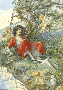 Girl in a Red Dress on a Cliff