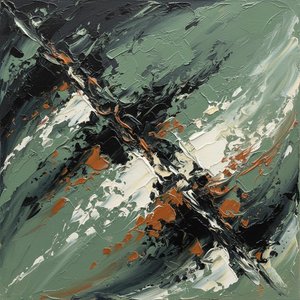 Fractured Nexus: A Monumental Study In Sage, Charcoal, And Controlled Chaos — Christian Noiret