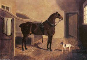 A Favorite Coach Horse And Dog In A Stable — John Frederick Herring Junior
