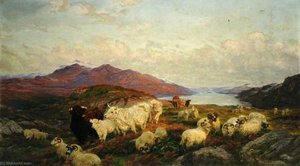 Landscape With Cattle And Sheep — Henry William Banks Davis
