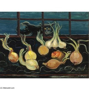 Still Life With Cat And Onions — Boris Dmitrievich Grigoriev