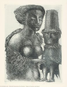 Figure of woman and dwarf