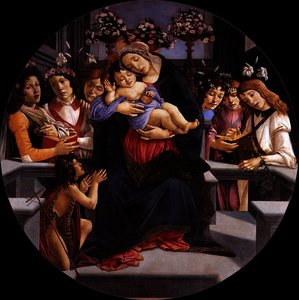 Die Verkündigung Marias Und Jesu Mit Sechs Engeln Und Johannes Dem Täufer — Sandro Botticelli