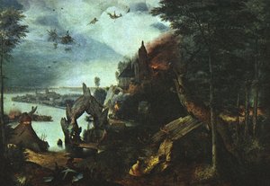 Landskap Med Loktemningen Til Sankt Anthony — Pieter Bruegel Den Eldre