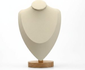 Elegant Wooden Necklace Display Stand – Beige Fabric Finish | Modern Jewelry Storage Solution