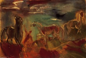 Horses On The Waterside — Ödön Márffy