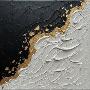 Eternal Fracture: The Gilded Boundary Of Obsidian Shadow And Radiant Light — David Moreau, Plaster & Texture Art